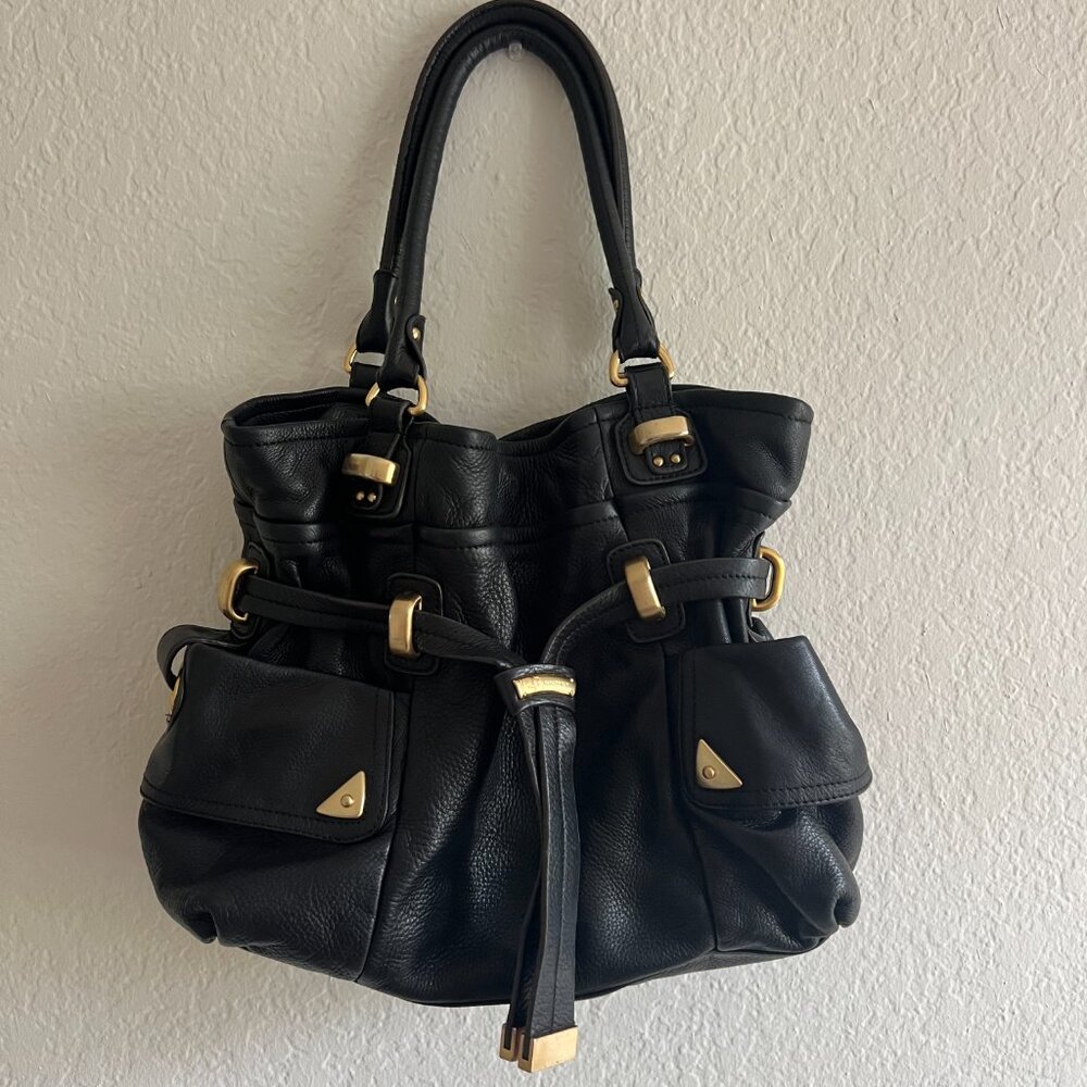 B Makowsky Black Leather Bag